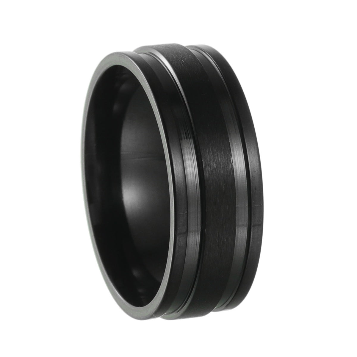 Men's Titanium Steel Black Vacuum Plating Xi Rings