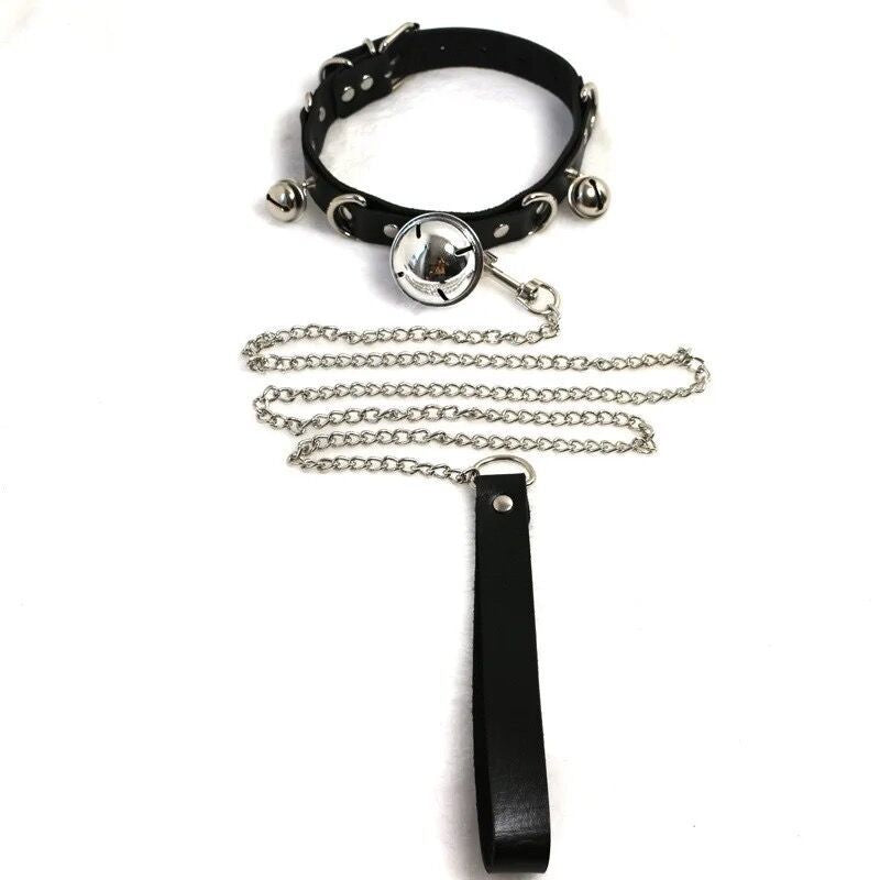 Men's Bell Girlfriend Neck Band Chain Hand Holding Rope Sexy Collar