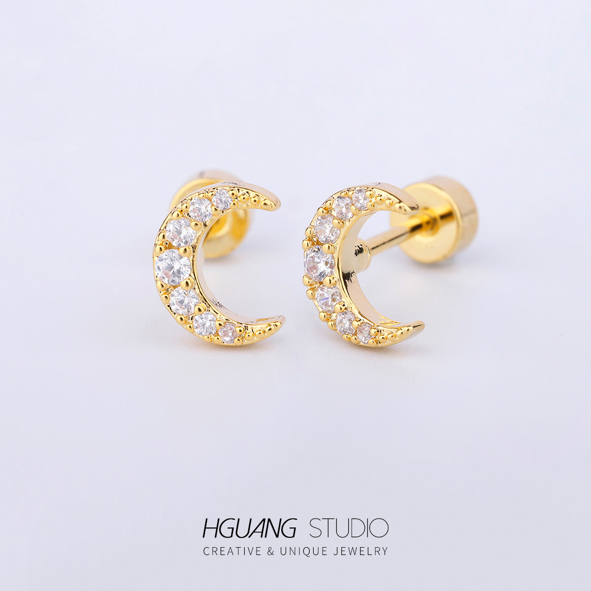 Steel Gold Micro Inlaid Zirconium Ear Earrings