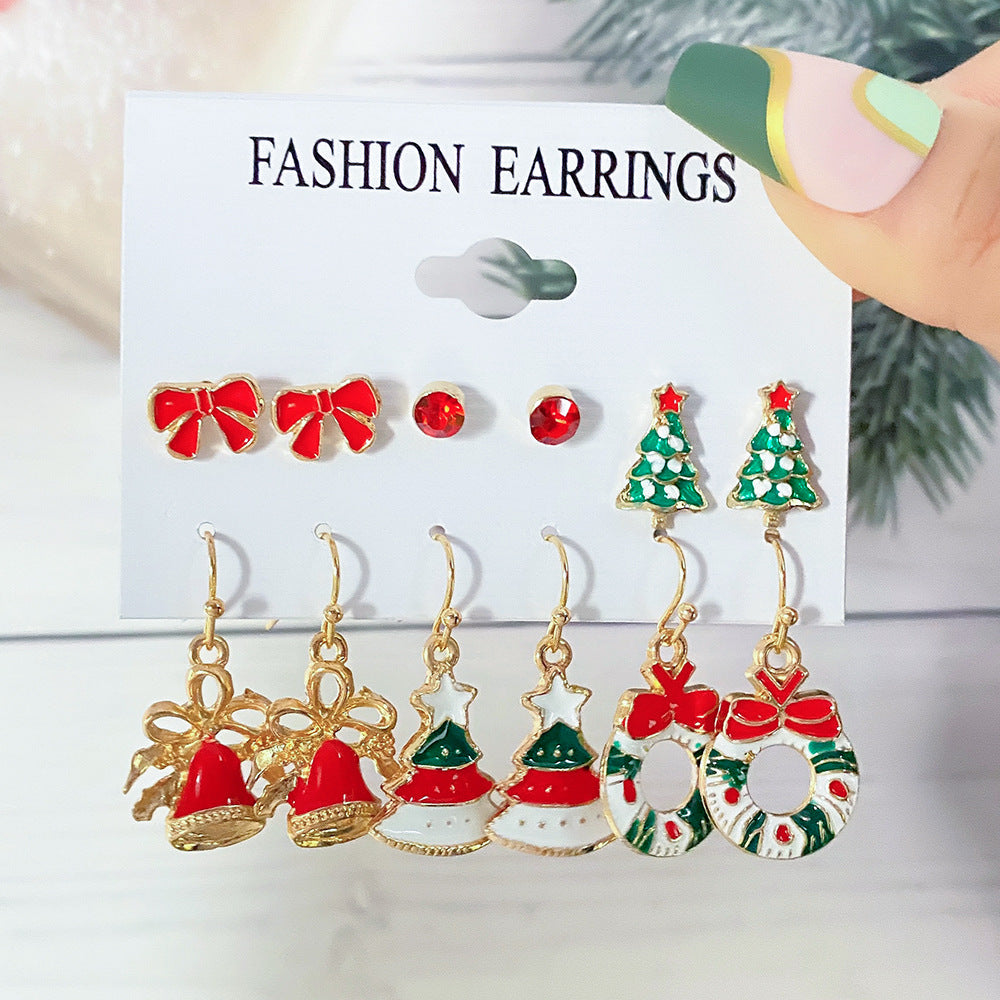 Women's Series Snowflake Bell Combination Suit Cartoon Dripping Earrings