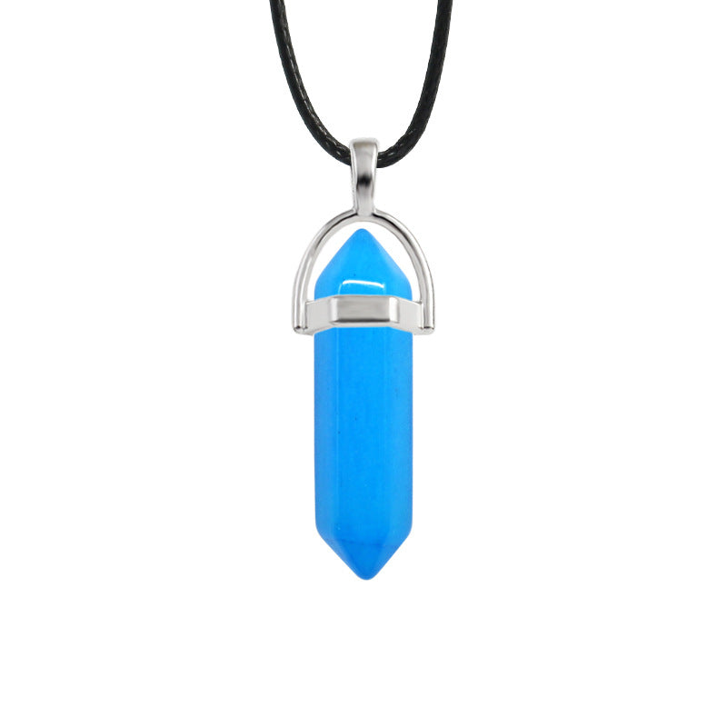 Natural Stone Hexagon Prism Fashion Crystal Necklaces