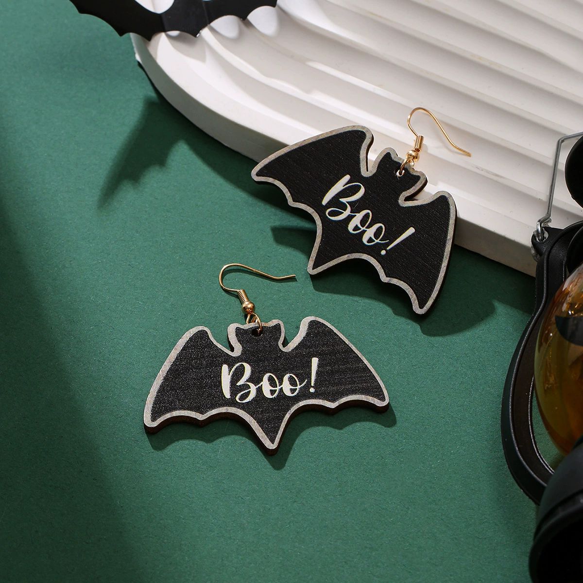 Holiday Funny Pumpkin Green Fur Monster Personalized Earrings