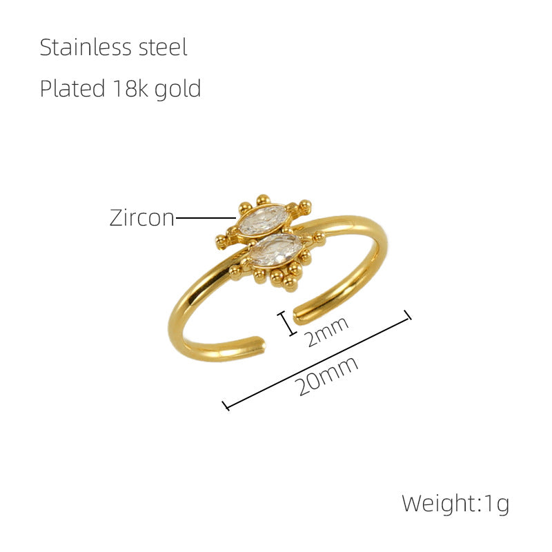 Women's Stainless Steel Inlaid Zircon Open Design Rings