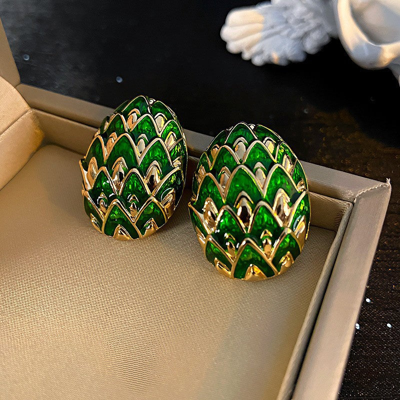 Oil Oval Geometric French Retro Special Earrings