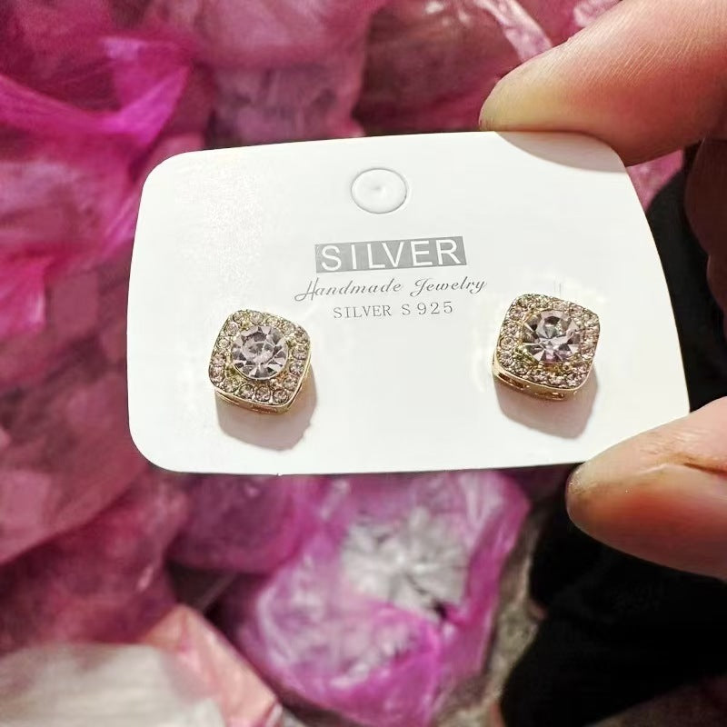 Diamond Square Light Luxury Temperament Small Sugar Cube High-grade Design Rings