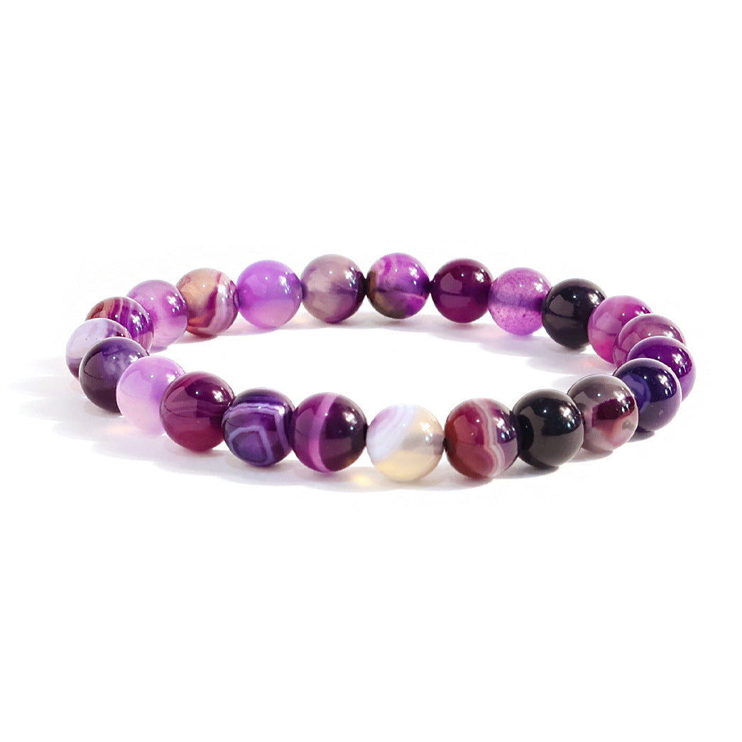 Natural Stone Beaded Stretch Agate Round Beads Turquoise Pink Bracelet