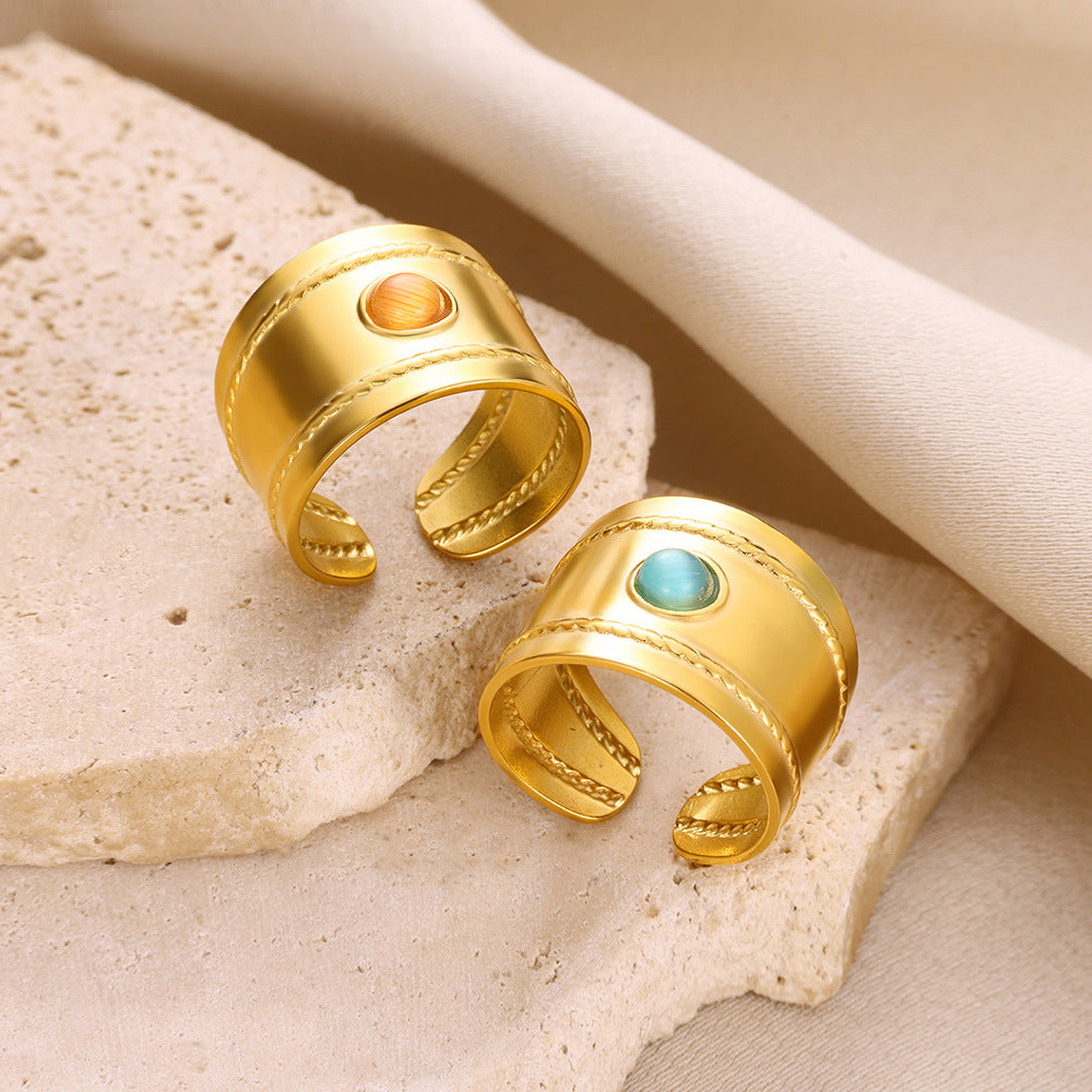 Double Row Eight Awn Star Inlaid Rings