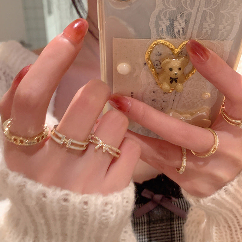 Row Pearl Open-end Zircon Collection Female Rings
