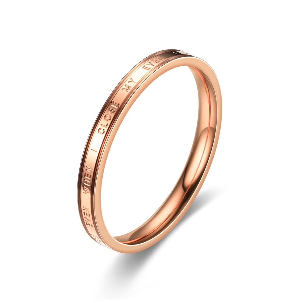 Glossy Single Titanium Female Pigment Couple Rings