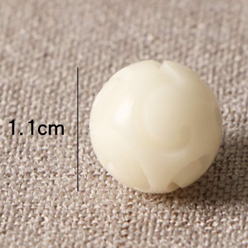 White Jade Bodhi Corypha Carved Lotus Pumpkin Scattered Bracelet
