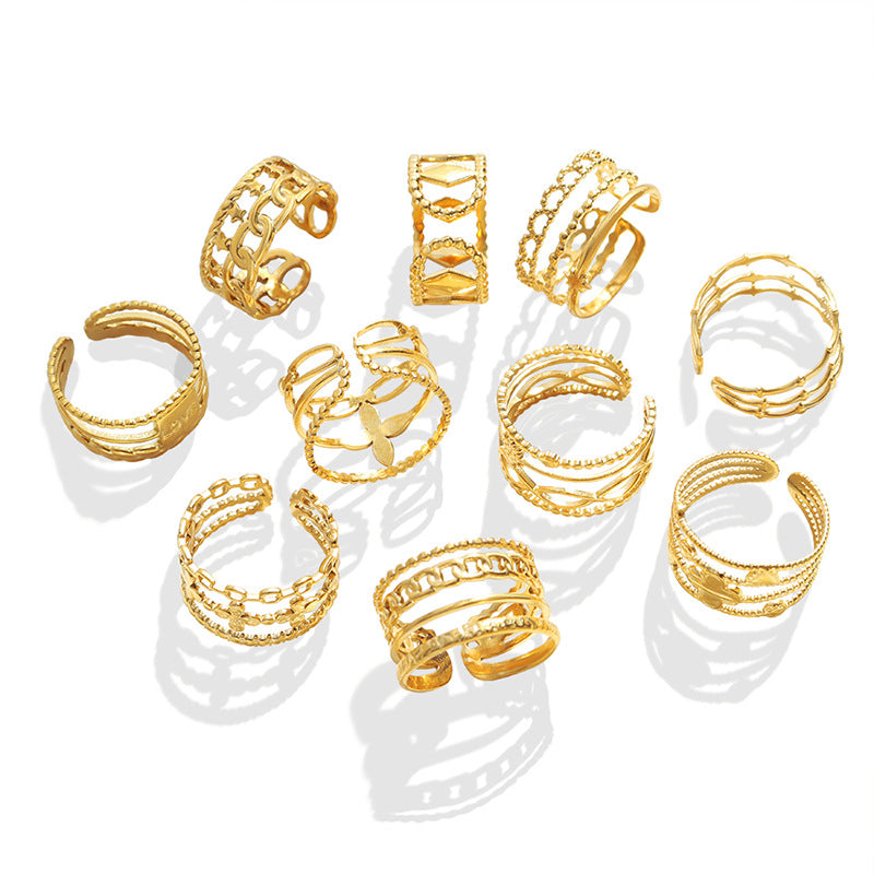 Steel Gold-plated Geometric Mixed Fashion Diverse Colorfast Hip Rings