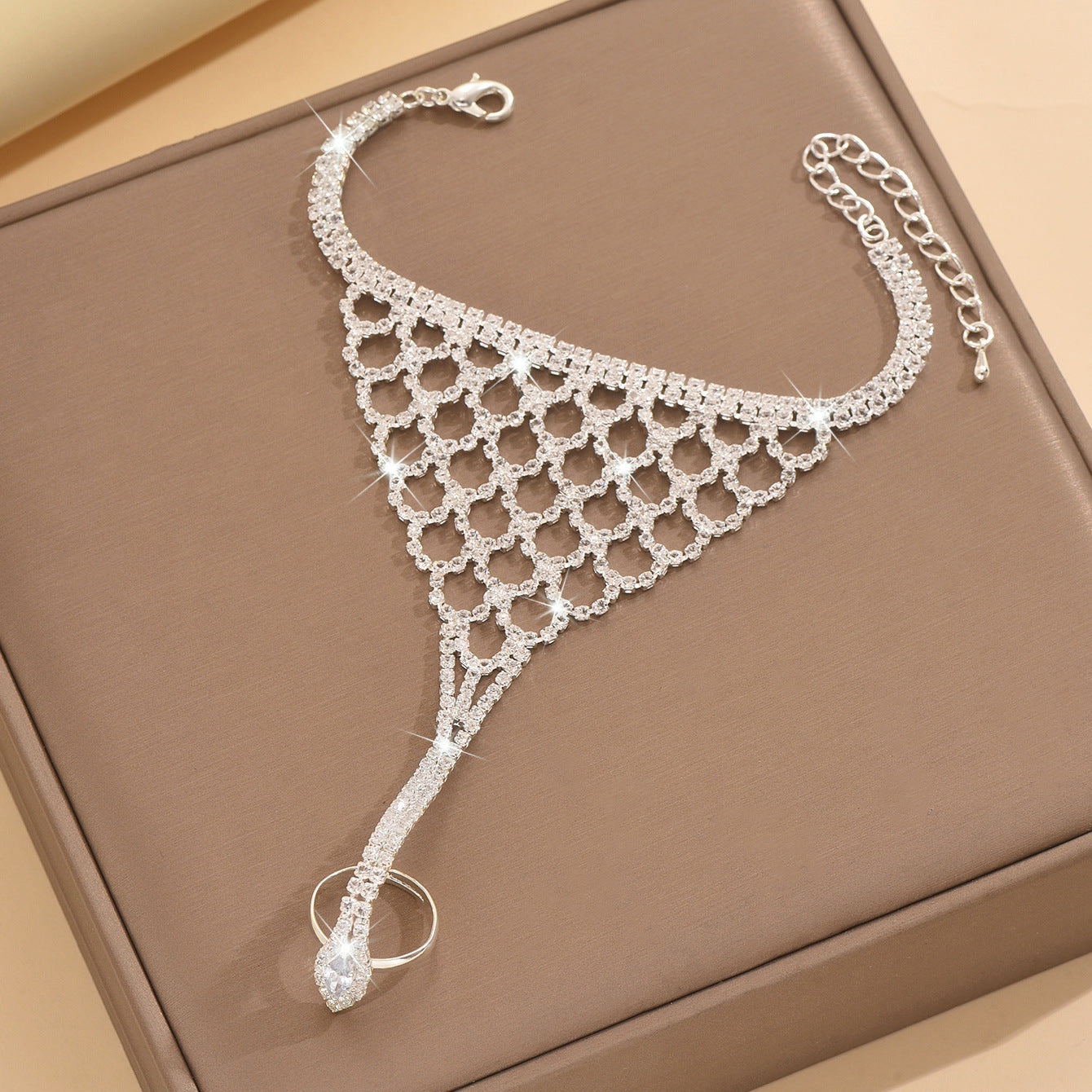 Accessories Personalized Mesh Rhinestone Finger Chain Trendy Bracelets