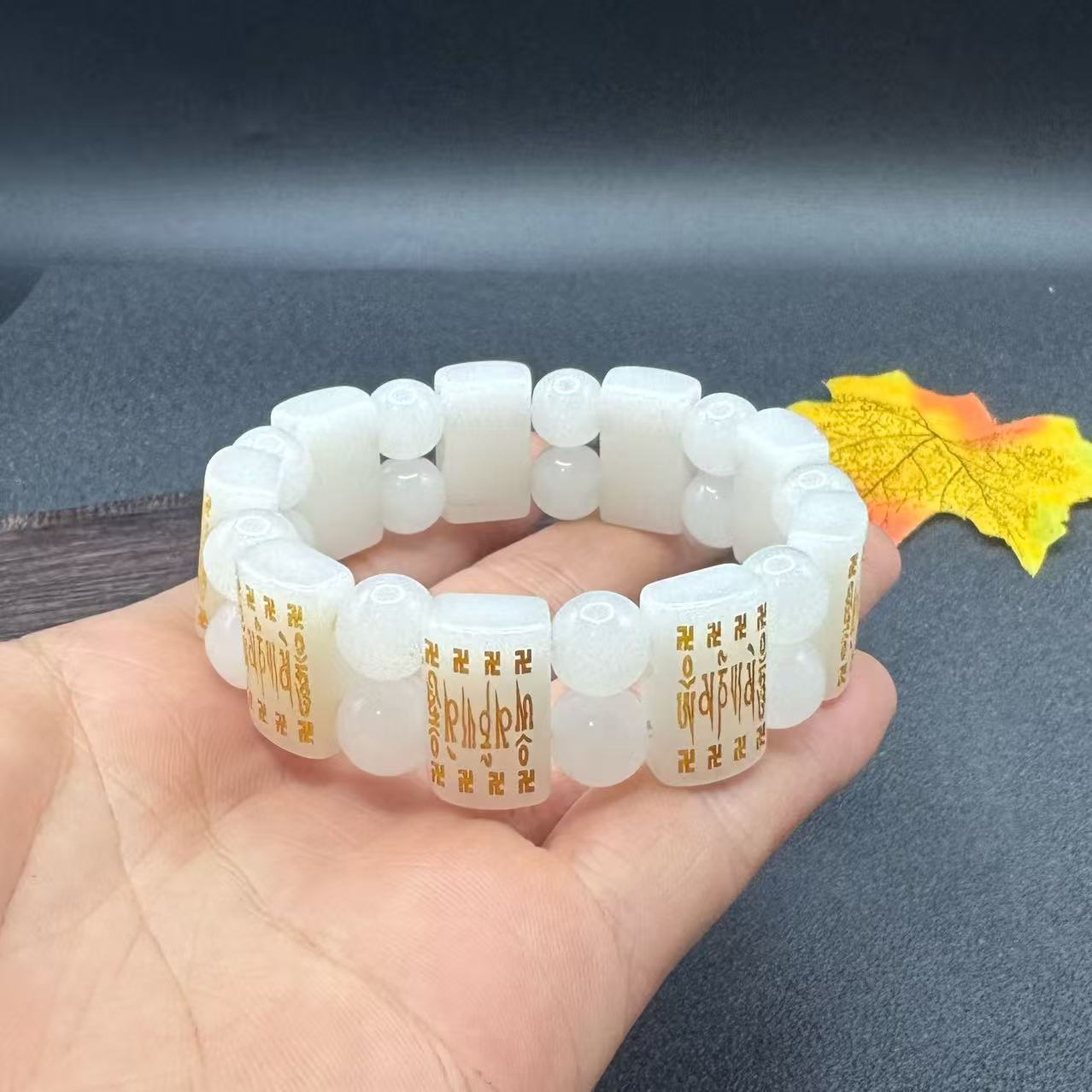 Men's Double Row Hand Card Gold-plated Pattern Square Plate Popular Live Bracelets