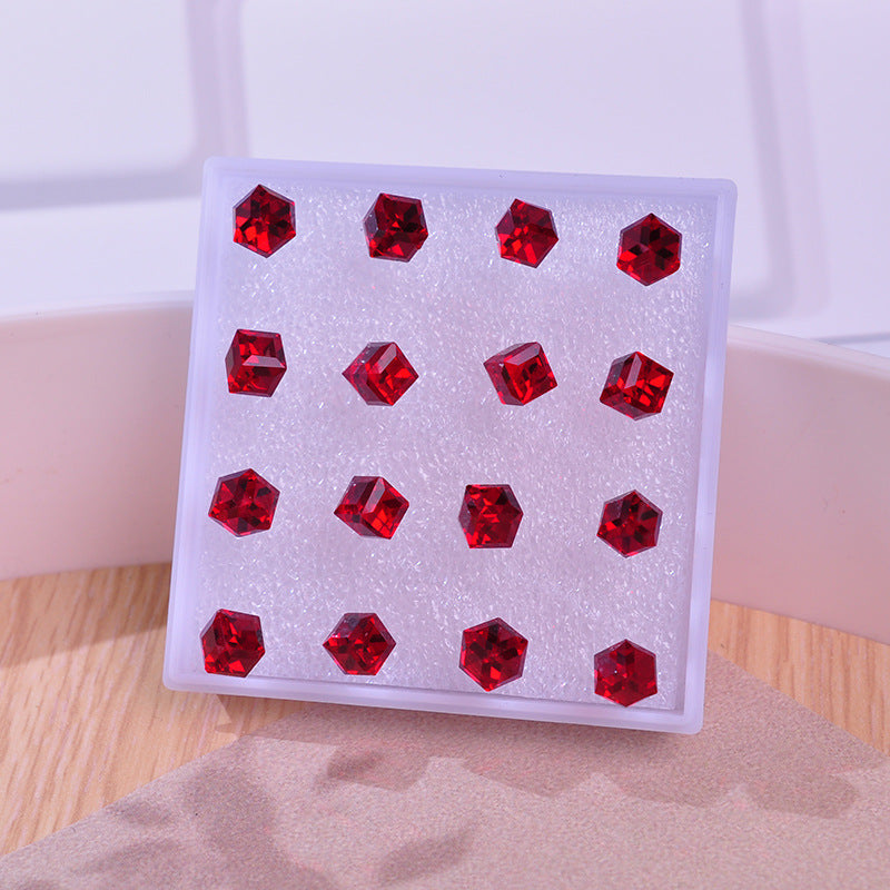 Square Sugar Female Set Stall Ornament Plastic Earrings