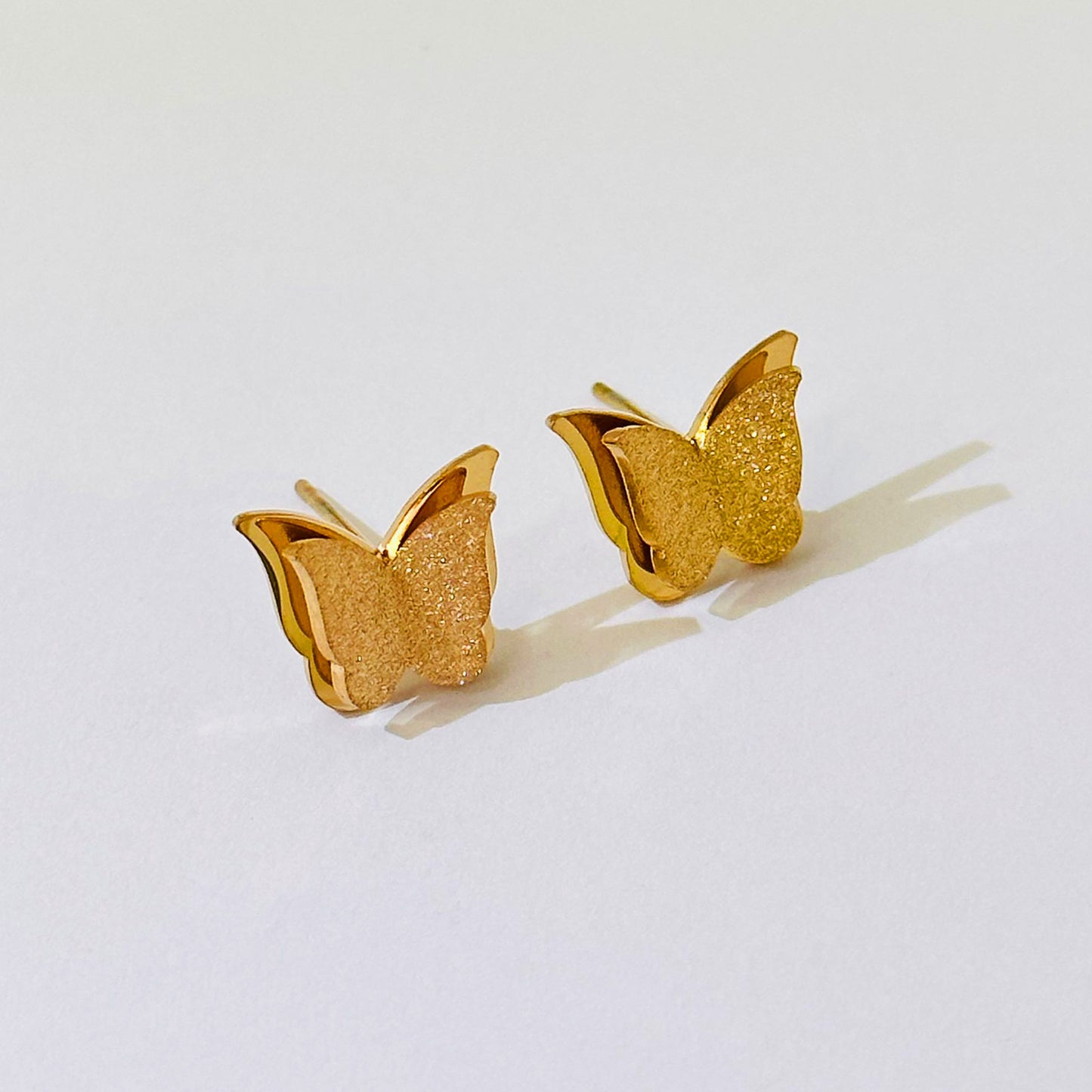 Butterfly Frosted Female Titanium Steel Rose Earrings