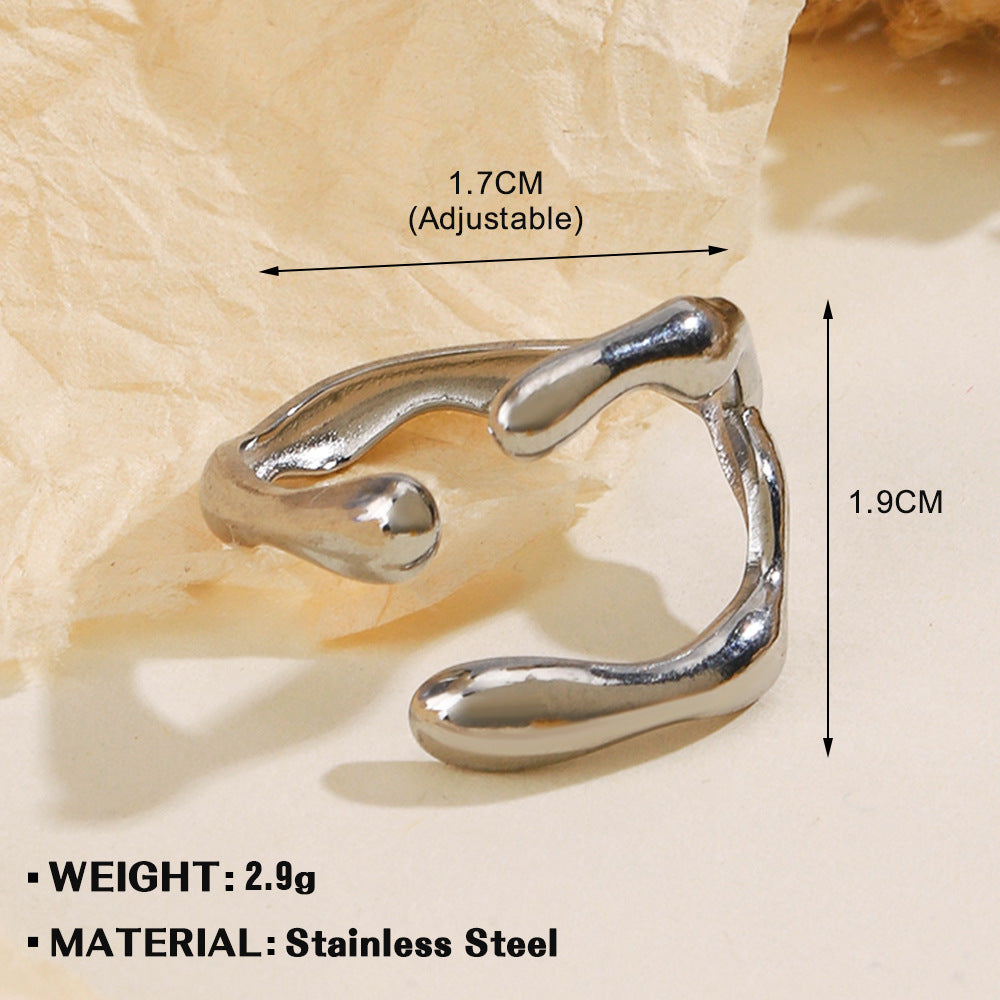 Stainless Steel Shaped Opening Gold-plated Irregular Rings