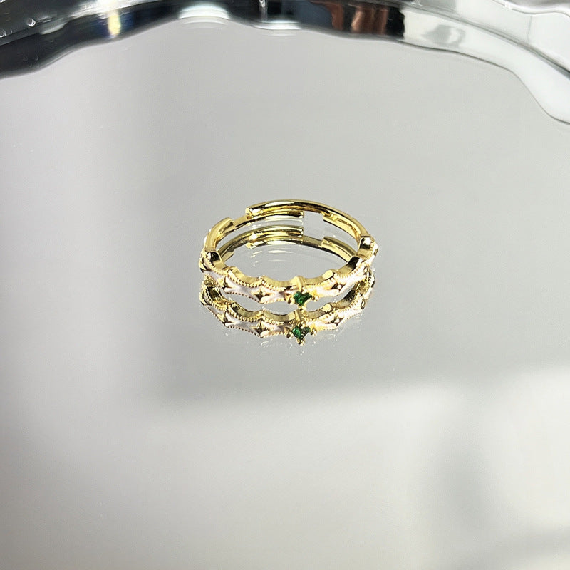 Luxury Enamel Drip Glazed Love Sweet Fashion Female Cold Rings