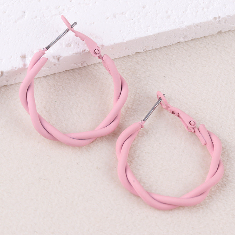 Niche High-grade Winding Circle Metal Candy Earrings