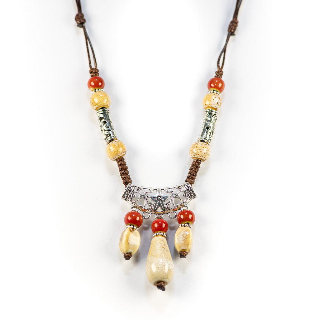 Women's Retro Ethnic Style Long Simple Clothes Necklaces