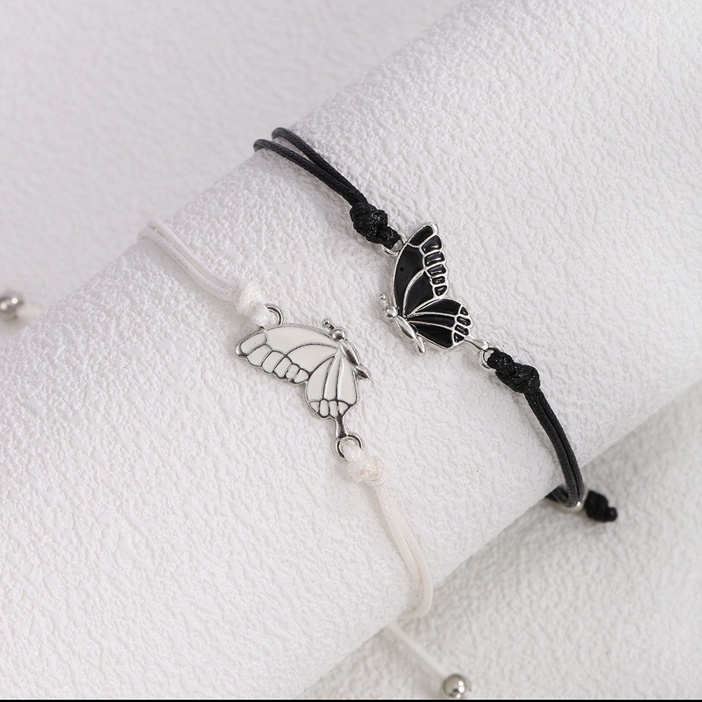 Lovers Time Stone Woven Hand Strap Couple Bracelets