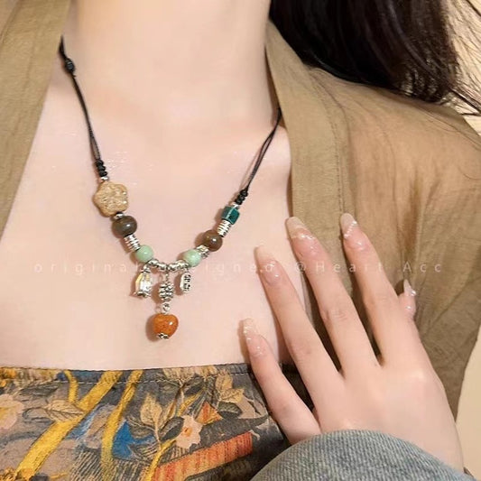 Women's Style Ceramic Beaded For Chinese Retro Necklaces