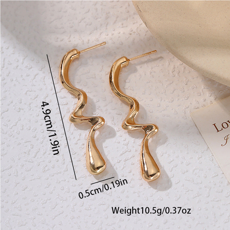 Irregular Line Water Drop Small Jewelry Earrings