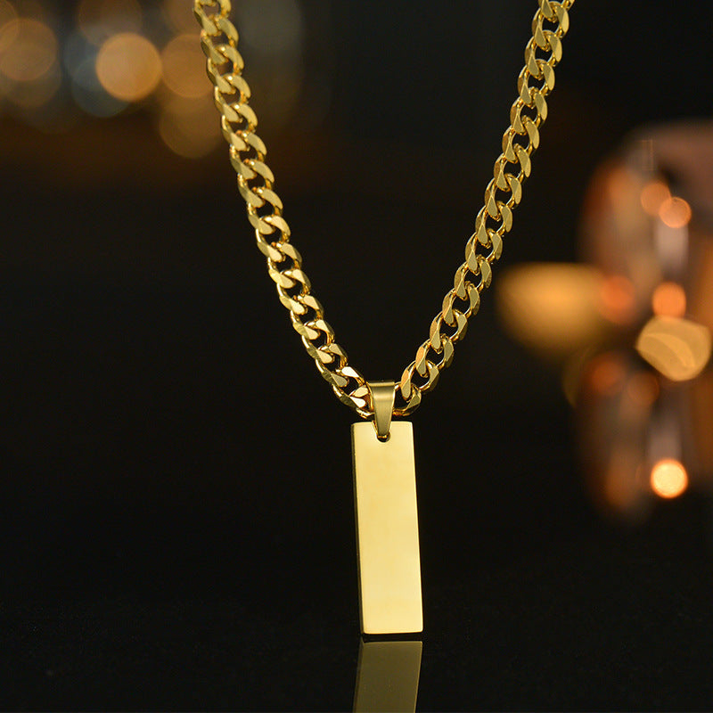 Style Cuban Link Chain Square Couple Necklaces