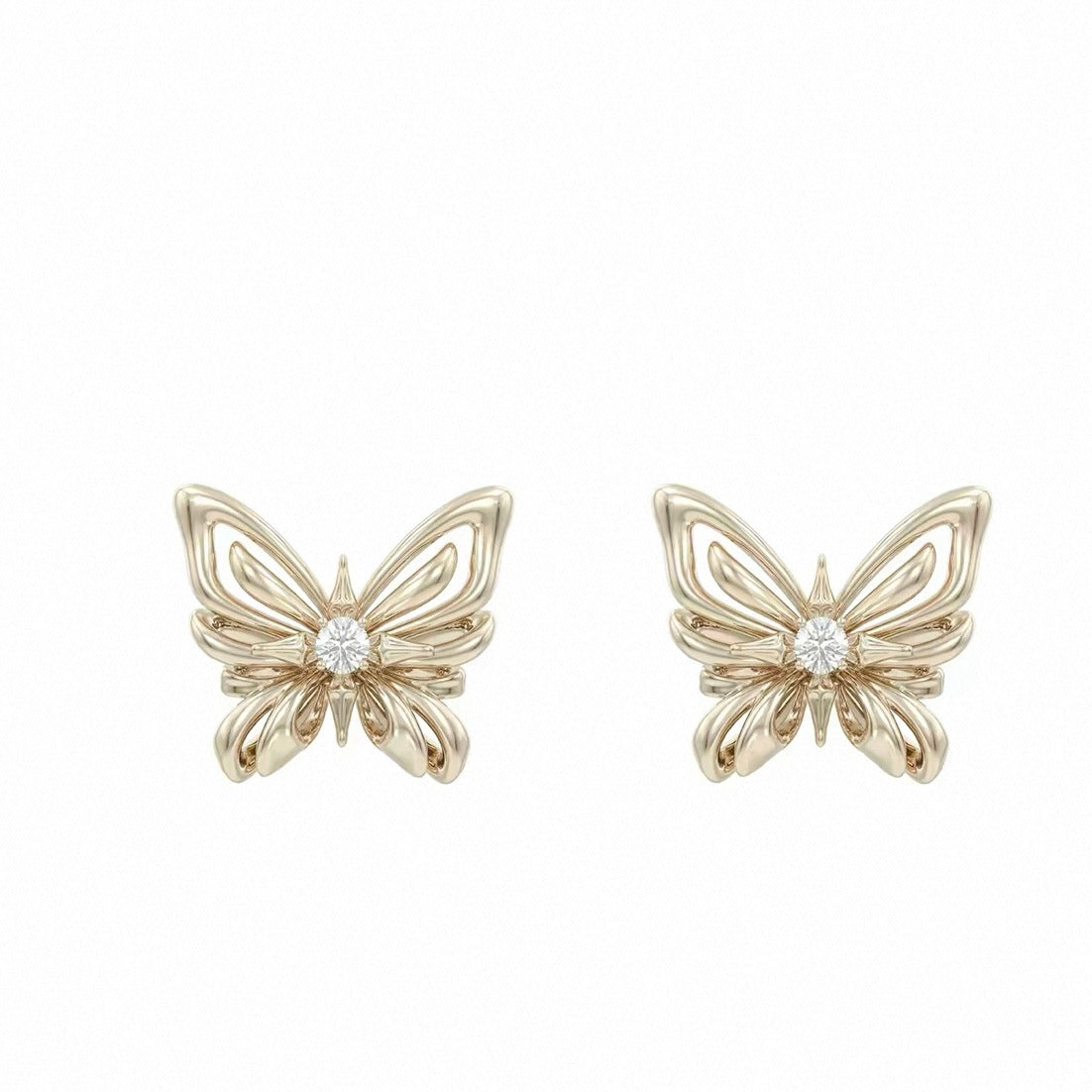 Women's Hollow Butterfly Advanced Commuter White Tea Stud Earrings