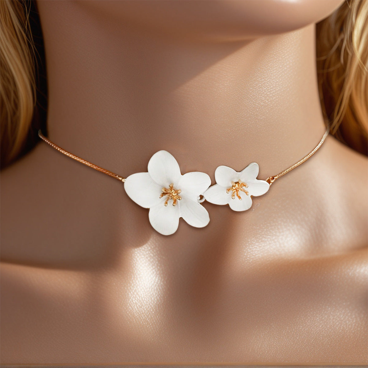Flower Box Chain Adjustable Design Clavicle Necklaces