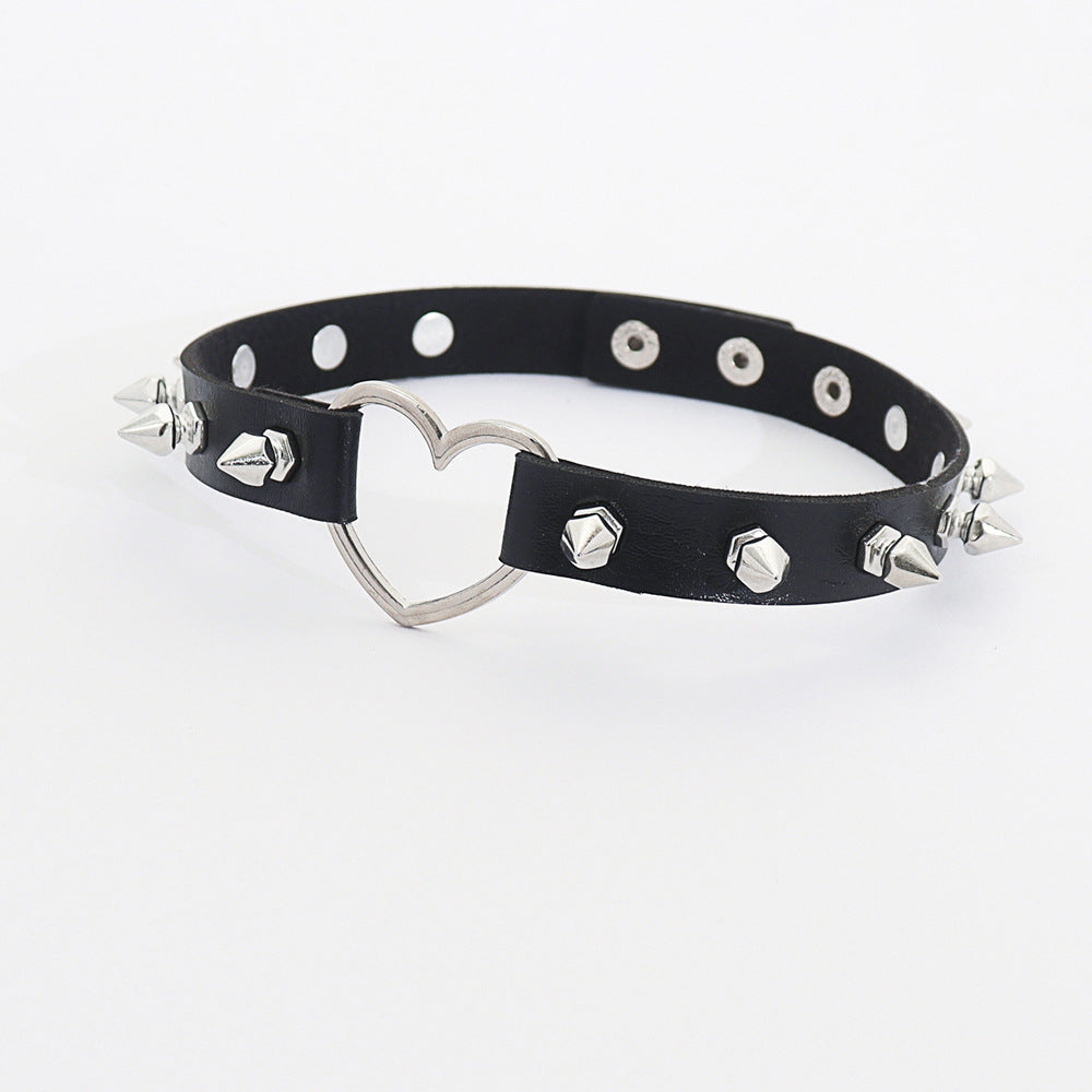 Women's Punk Rivet Leather Personalized Sexy Love Clavicle Necklaces