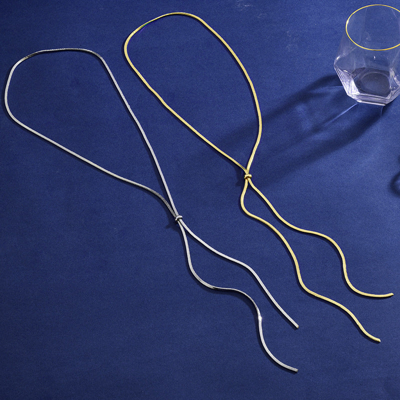 Women's To Wear Thick Chain Like Flat Snake Necklaces