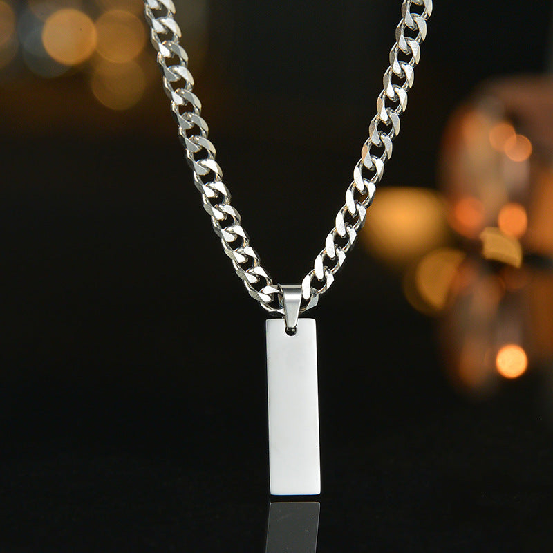 Style Cuban Link Chain Square Couple Necklaces