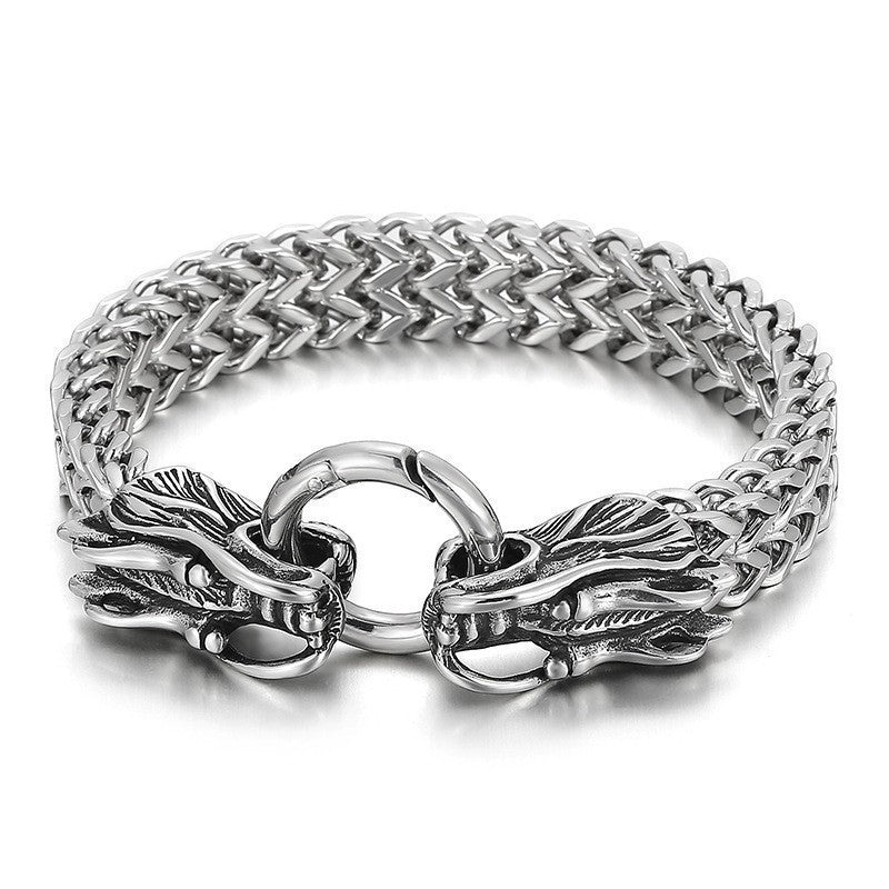 Men's Stainless Steel Wolf Head Chain Retro Bracelets