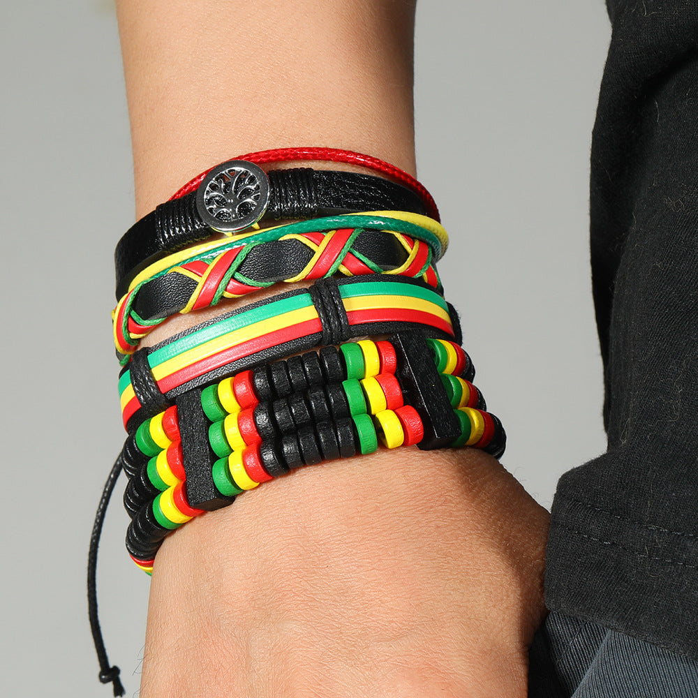 Jamaica Peace Tree Match Sets Wooden Bracelets