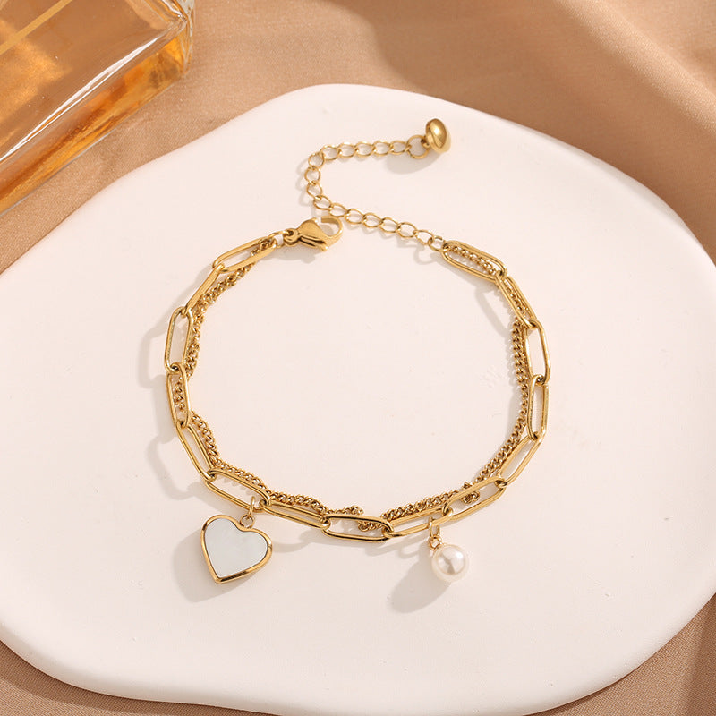 Style Personality Double Layer Temperament Wild Peach Heart Bracelets