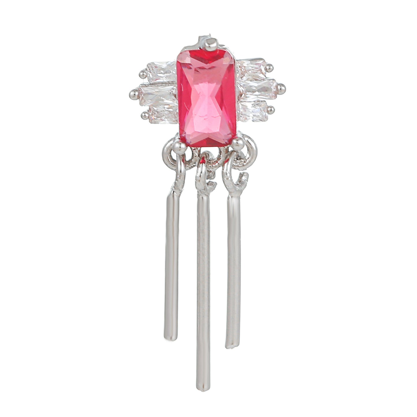 Color Zircon Ear Bone Stainless Steel Earrings