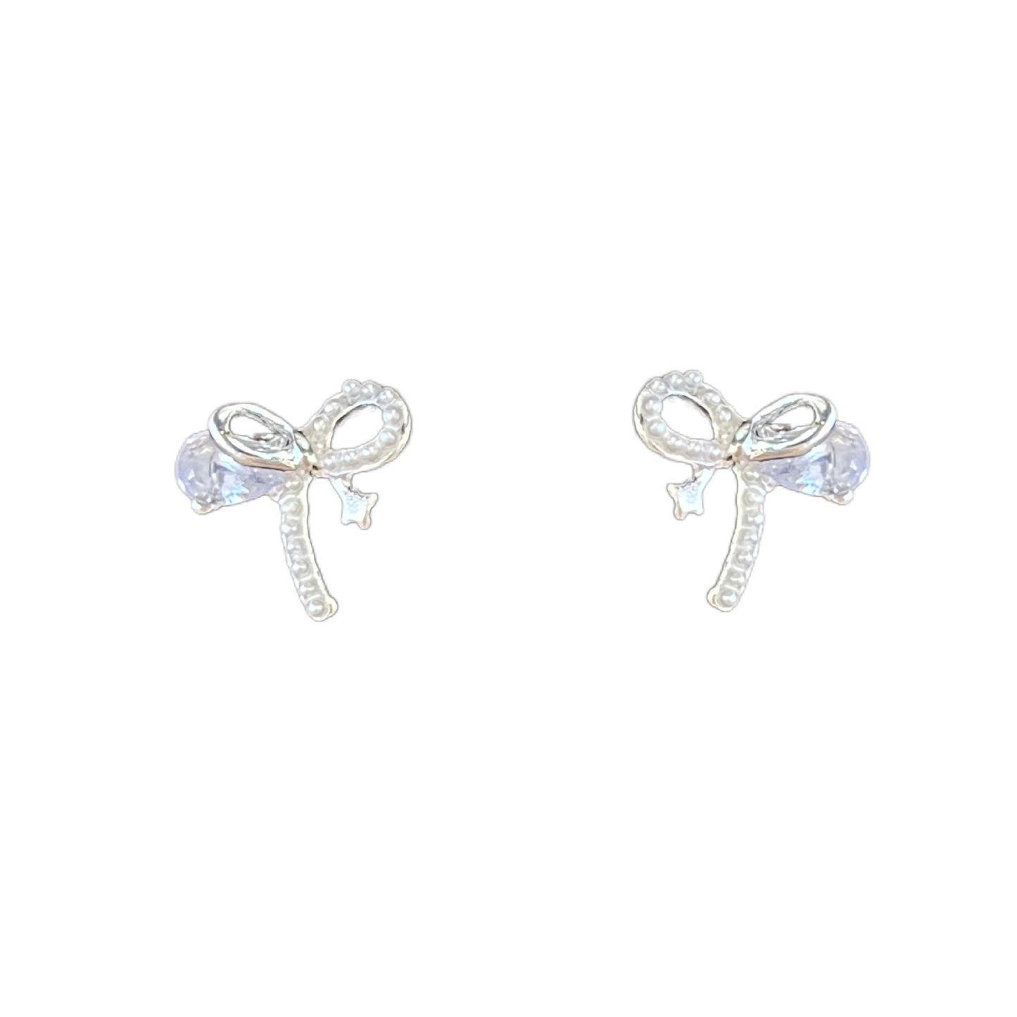 Hollow Pearl Bow Female Sweet Korean Gentle Stud Earrings