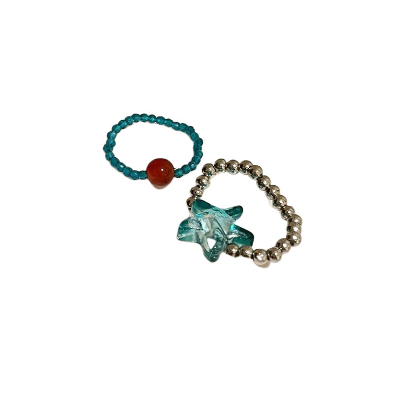 Starfish Beaded Female Summer Fashion Personality Girlfriends Index Finger Design Rings