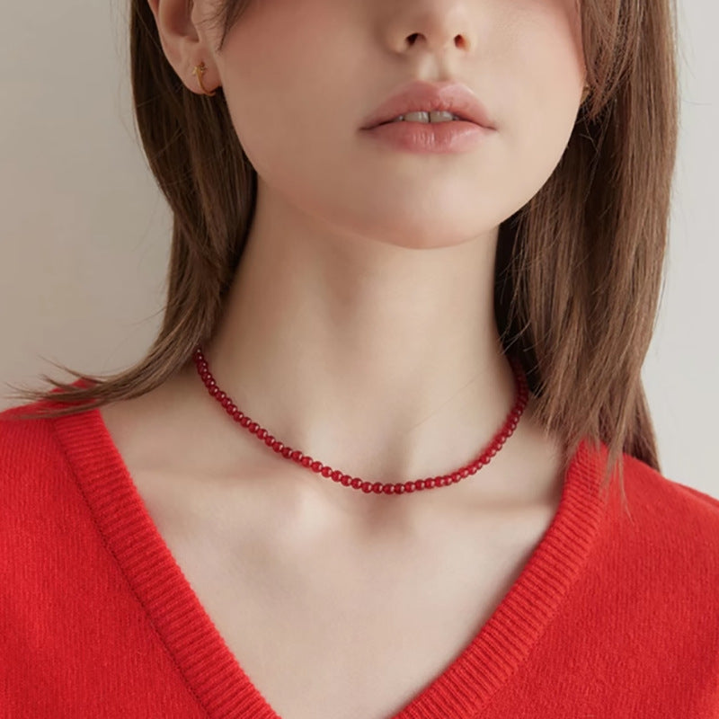 Red Agate Grade Retro Minority High-grade Beaded Necklaces