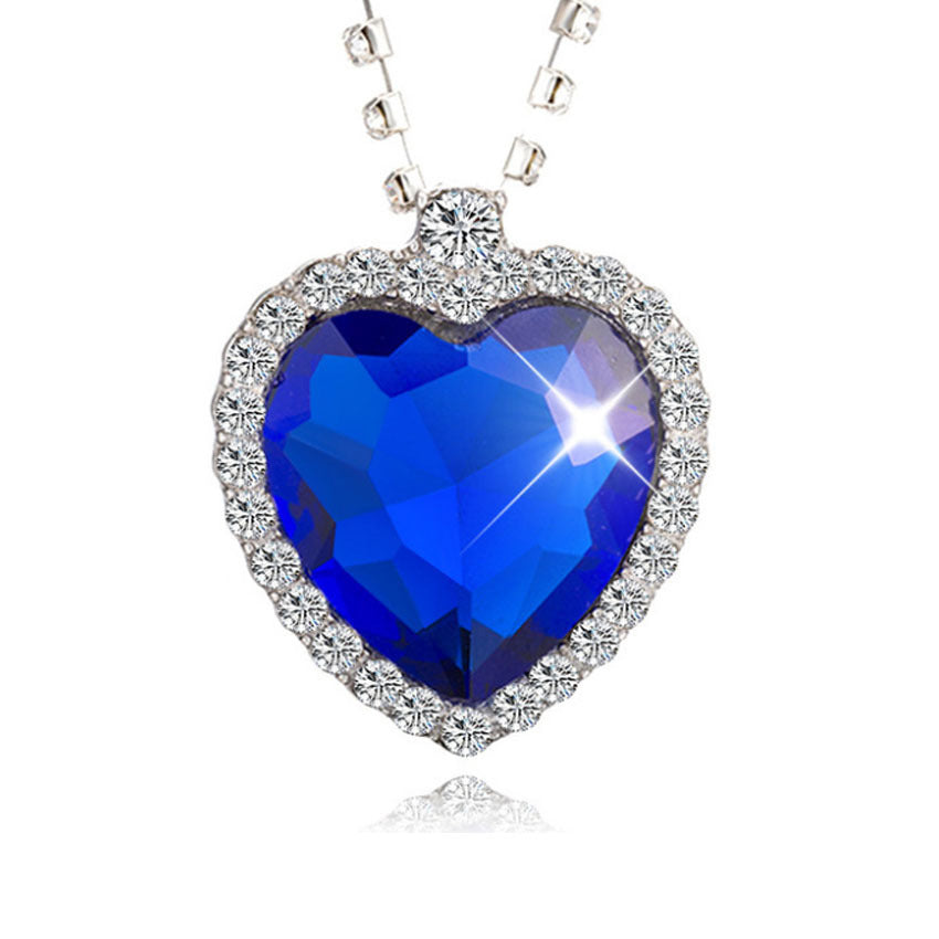 Series Fashion Ornament Blue Titanic Heart Necklaces