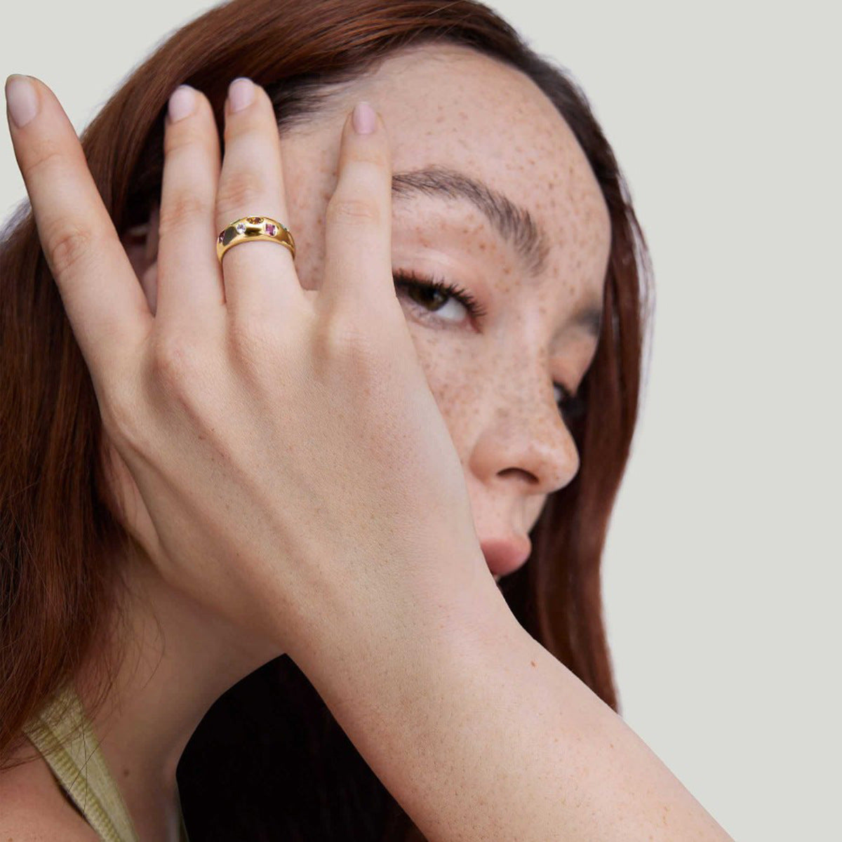 Trendy Gold Stainless Steel Color Zircon Rings