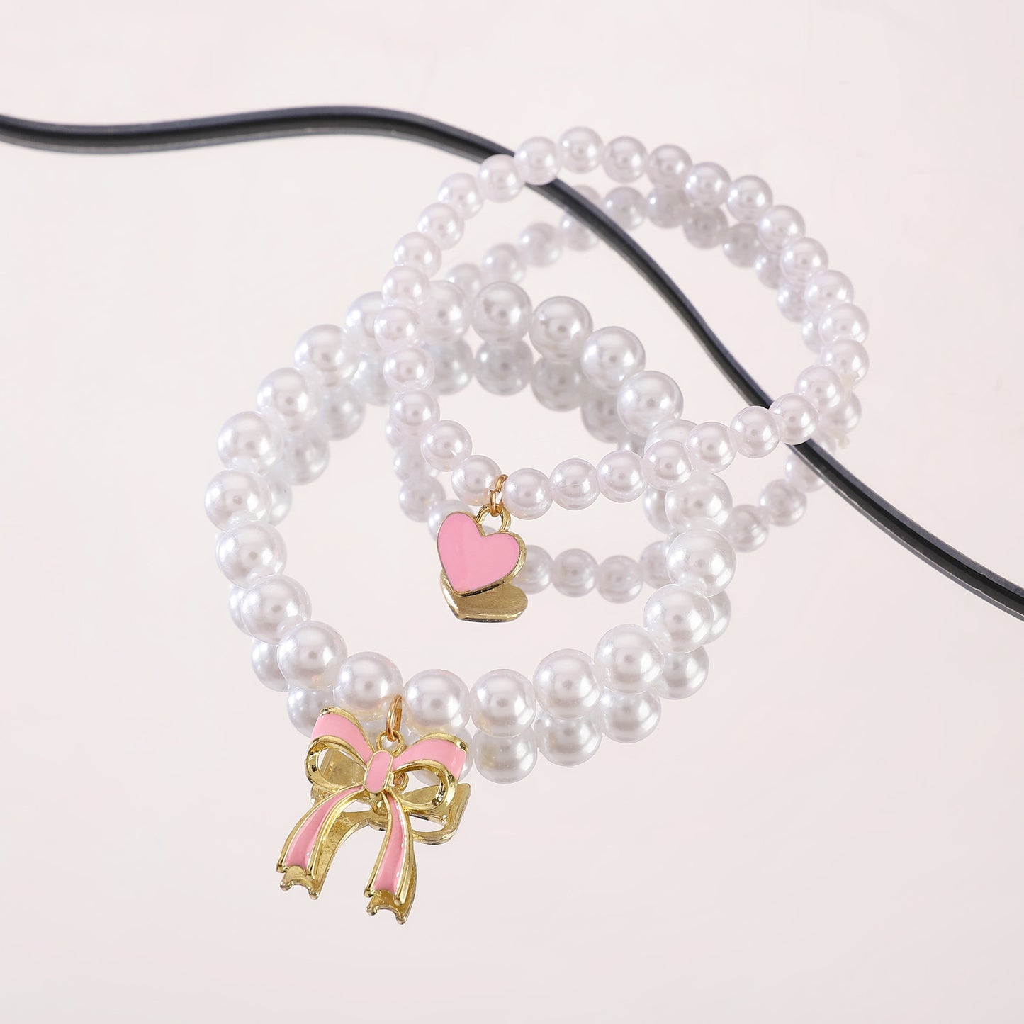 Sweet Pink Bow Pearl Female Personality Bracelets