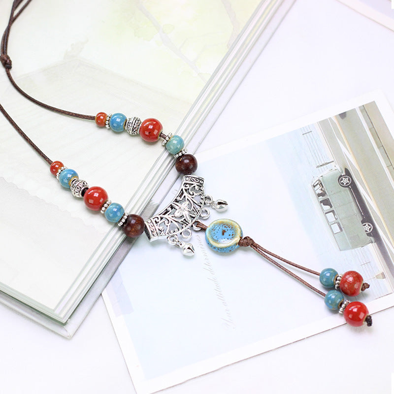 Ceramic Sweater Chain Jewelry Beaded Chinese Female Light Luxury Necklaces