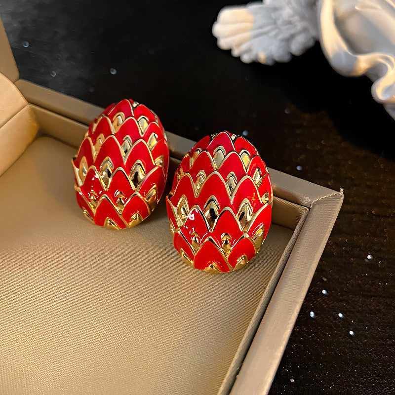 Oil Oval Geometric French Retro Special Earrings