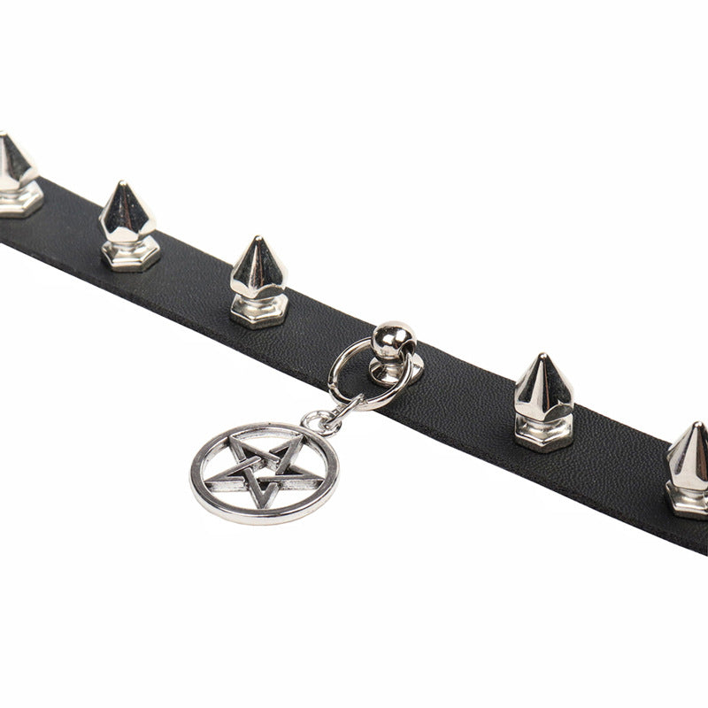 Punk Vintage Five-pointed Star Leather Nightclub Clavicle Collar
