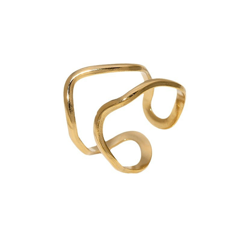 Line Stainless Steel Asymmetric Open Simple Rings