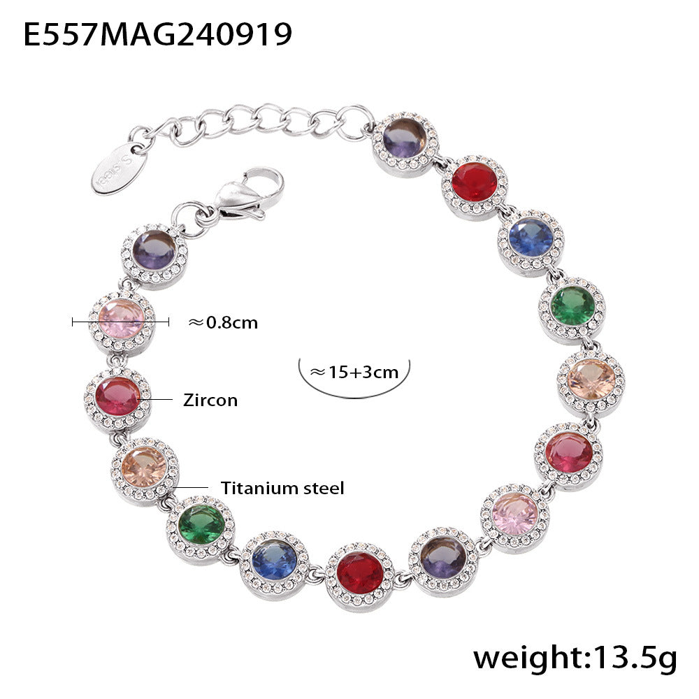 Stainless Steel Zircon Fashion Dopamine Advanced Shining Bracelets