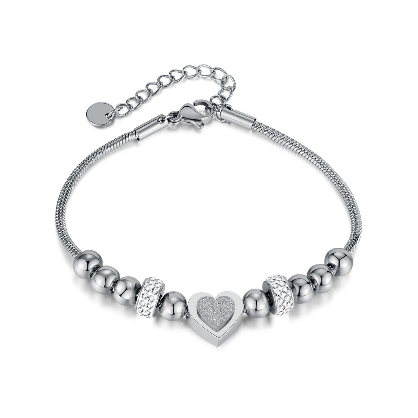 Women's High-grade Love Frosted Fashion Simple Stainless Bracelet