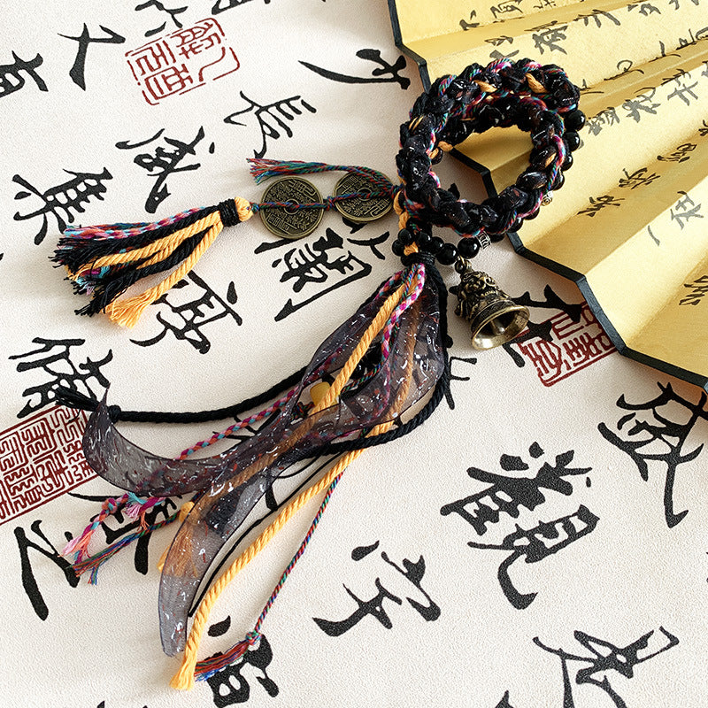 Style Double Circle Dynasty Five Coins Hand-woven Bracelets