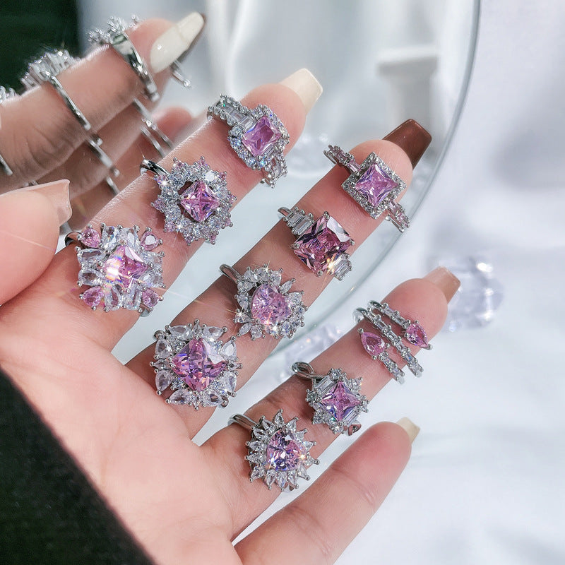Diamond Love Open-end Zircon Female French Rings